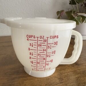 Vtg 1977 Tupperware Mix N Store Measuring Cup & Lid 4 Cup 1288-4 1289-7 Sheer